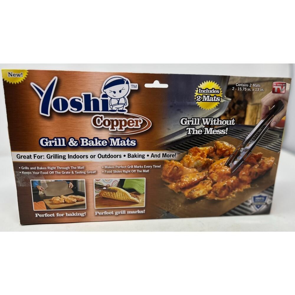 Yoshi Copper Grill & Bake‎ Mats Copper Infused As Seen On TV 2 Heat Conductive - Picture 3 of 7